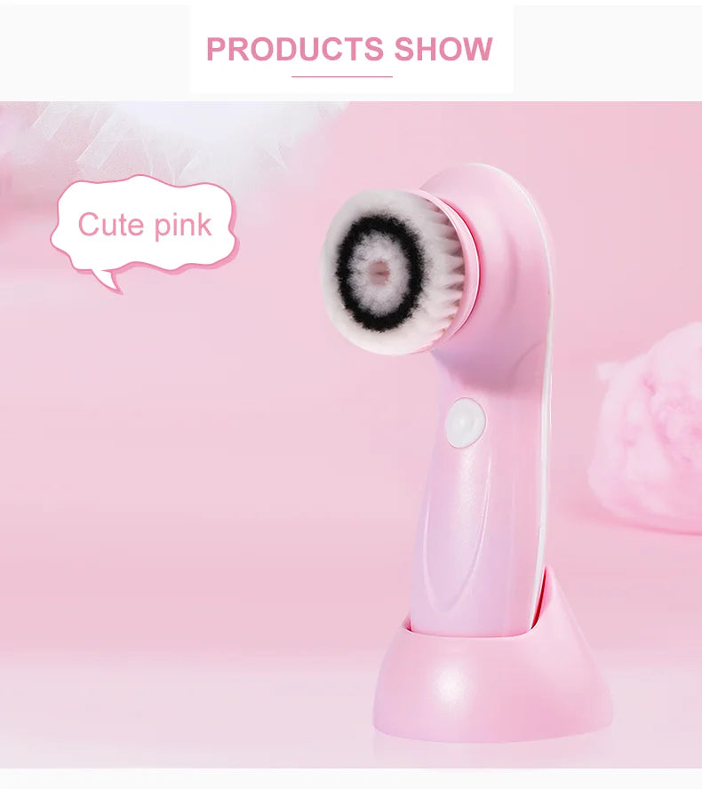 3 IN 1 Electric Facial Cleaner Face Cleansing Brush Wash Machine Spa Skin Care Massager Blackhead Cleaning Charging