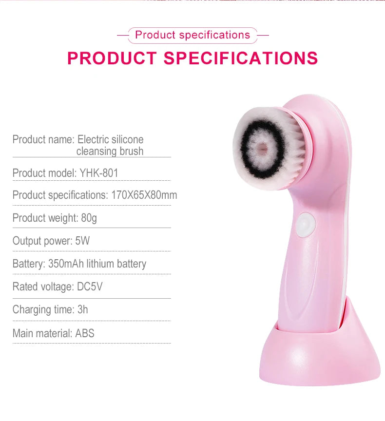 3 IN 1 Electric Facial Cleaner Face Cleansing Brush Wash Machine Spa Skin Care Massager Blackhead Cleaning Charging
