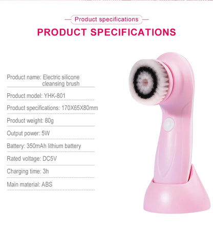 3 IN 1 Electric Facial Cleaner Face Cleansing Brush Wash Machine Spa Skin Care Massager Blackhead Cleaning Charging