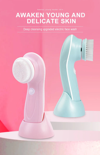 3 IN 1 Electric Facial Cleaner Face Cleansing Brush Wash Machine Spa Skin Care Massager Blackhead Cleaning Charging