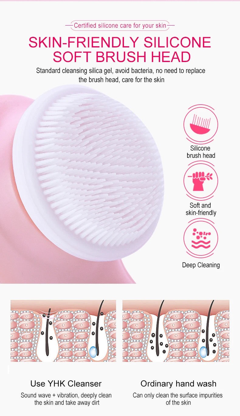 3 IN 1 Electric Facial Cleaner Face Cleansing Brush Wash Machine Spa Skin Care Massager Blackhead Cleaning Charging