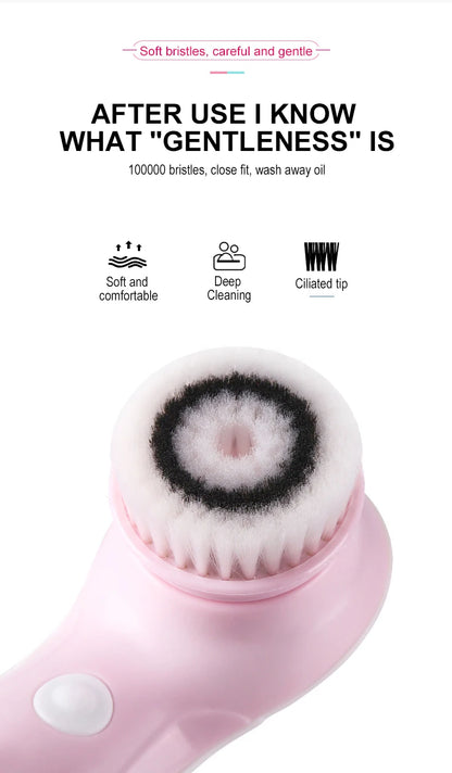 3 IN 1 Electric Facial Cleaner Face Cleansing Brush Wash Machine Spa Skin Care Massager Blackhead Cleaning Charging