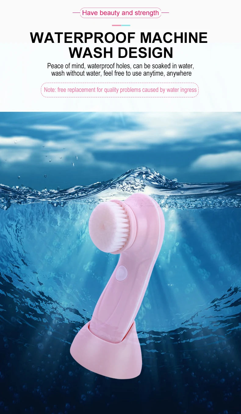3 IN 1 Electric Facial Cleaner Face Cleansing Brush Wash Machine Spa Skin Care Massager Blackhead Cleaning Charging