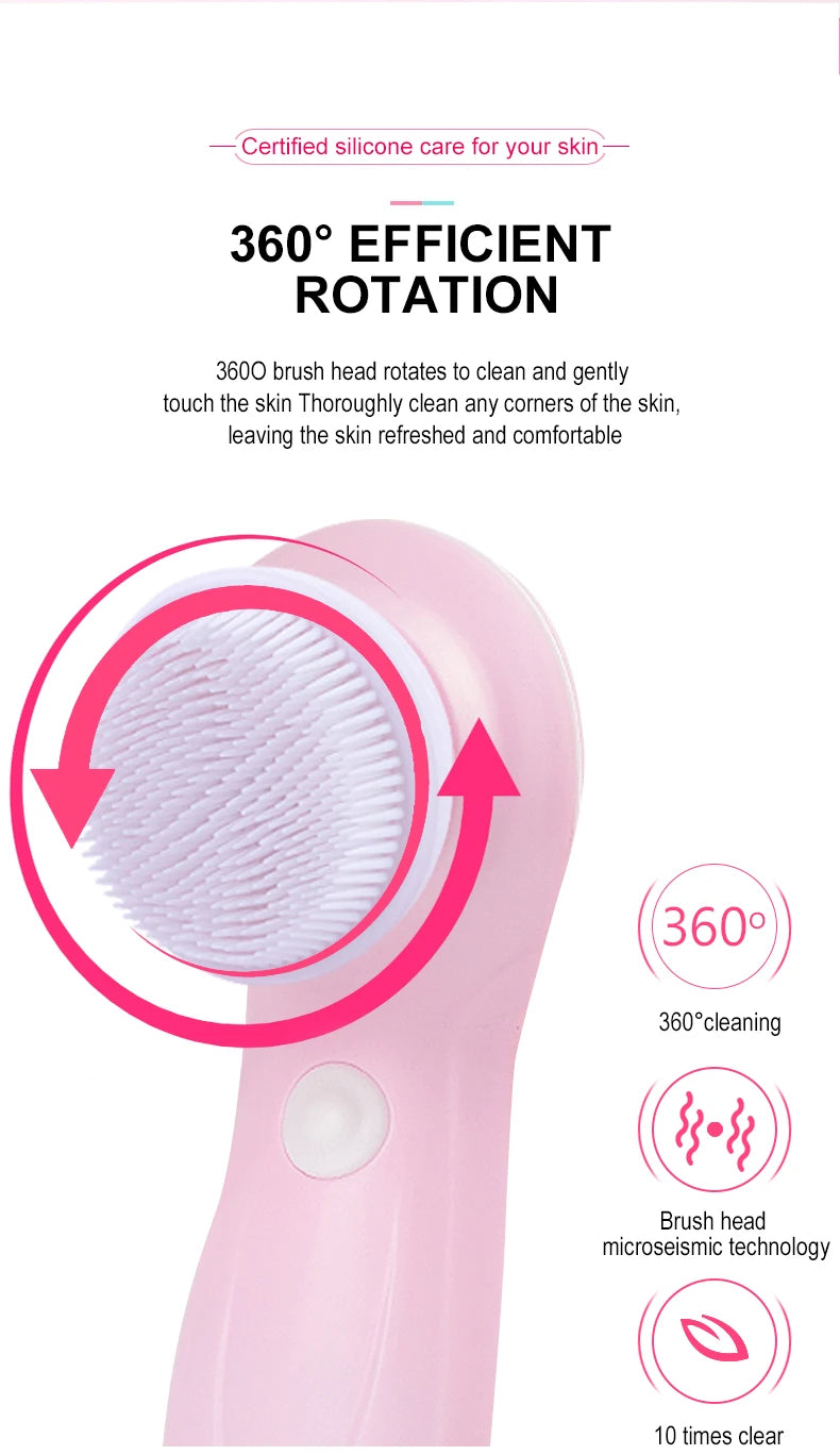 3 IN 1 Electric Facial Cleaner Face Cleansing Brush Wash Machine Spa Skin Care Massager Blackhead Cleaning Charging