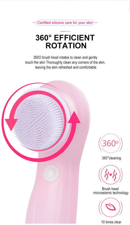 3 IN 1 Electric Facial Cleaner Face Cleansing Brush Wash Machine Spa Skin Care Massager Blackhead Cleaning Charging